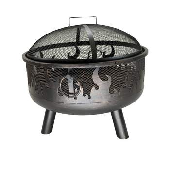 Wood Burning Outdoor Fire Pit with Flames - Black - Endless Summer