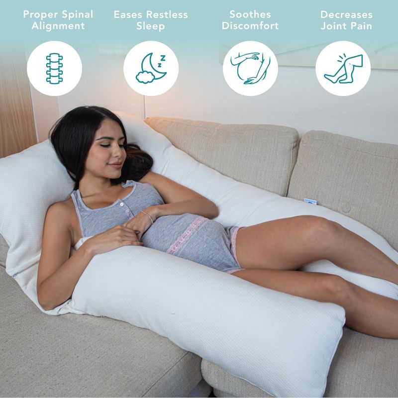 PharMeDoc Pregnancy Pillow, U-Shape Full Body Maternity Pillow, Jersey Cotton Cover, 3 of 9