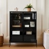 51.2'' Lighted Display Cabinet with Glass Doors and Drawers, Decorative Storage Cabinet with LED Lights and Metal Legs for Living Room-Maison Boucle - 3 of 4