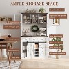 Homhougo 72" Farmhouse Bar Cabinet with Sliding Barn Door, Storage Hutch & Drawers, Wine Rack Sideboard for Dining Room - 3 of 4