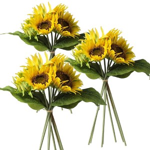 Dexmalle Set of 3 Artificial Flower 14x14x15" Sunflower Bundle X7 - 1 of 4