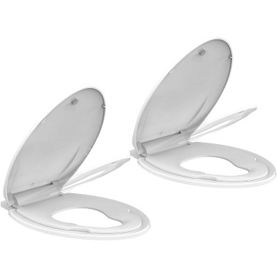 Elongated Toilet Seat with Toddler Seat Built In, Slow Close  Lid, Potty Training Seat for Kids and Adults, Safe PP Material