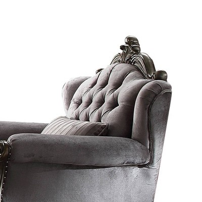 Versailles Antique Platinum Velvet Accent Chair