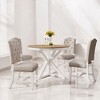 5-Piece Retro Dining Table Set with Extendable Round Table and 4 Upholstered Chairs, X-Base Design, Farmhouse Style for Dining Room - 2 of 4