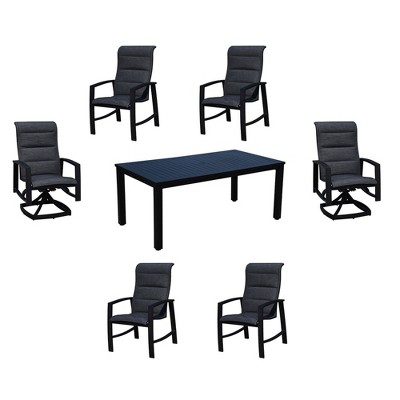Santorini 7pc 70" Rectangle Mixed Dining Set - Black - Courtyard Casual