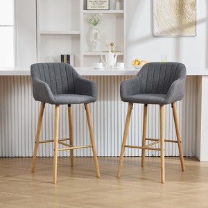 KWPZQEB Counter Height Bar Stools Set of 2, Modern Counter Stools with Backrest and Footrest, Upholstered Barstools for Kitchen Island - 1 of 4