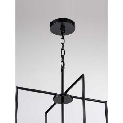 Elegant Replay 4-Light Foyer Pendant in Polished Nickel with Etched Glass