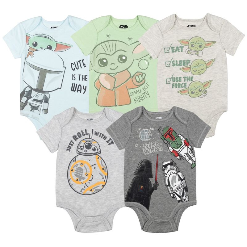 Star Wars The Child Baby 5 Pack Bodysuits Newborn to Infant, 1 of 8