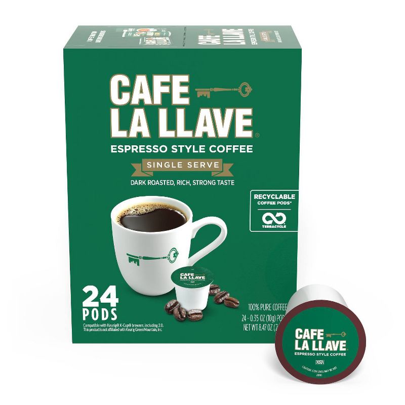 Cafe La Llave Espresso Roast Single Serve Coffee - 24ct, 1 of 9