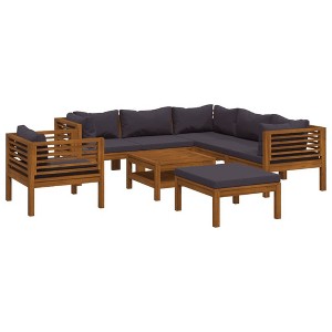 vidaXL Wooden Lounge Set Dark grey Solid Acacia wood, Polyester Large - 1 of 4