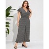 Womens Plus Size Short Sleeve Smocked Waist Wide Leg Summer Jumpsuits - 4 of 4