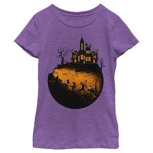 Girl's Mickey & Friends Walking Towards Haunted Mansion T-Shirt - 1 of 4