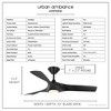 Urban Ambiance Luxury Transitional Ceiling Fan 13.5''H x 52''W,  Midnight Black Finish,  Geraldton Collection, UHP9361 - 3 of 4