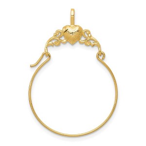 Black Bow Jewelry 14k Yellow Gold Hammered Heart Charm Holder Pendant, 23mm (7/8 inch) - 1 of 4