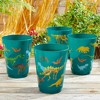 Blue Panda 16 Pack Plastic Dinosaur Cups, Dino Party Favors for Birthday Party Supplies, Green, 16 oz - 2 of 4