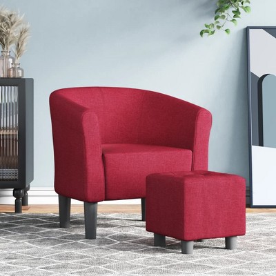 VidaXL Tub Chair with Footstool Wine Red Fabric
