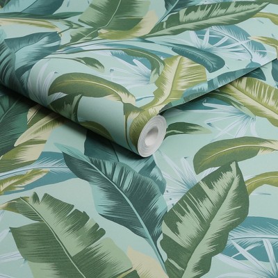Twilight Tropical Leaf Removable Blue Wallpaper Roll