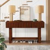 TiramisuBest 52" Mid-Century Farmhouse Sofa Table,Espresso Console Table with Storage Drawers & Wood Legs for Entryway, Living, or Hallway - 2 of 4