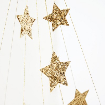 Gold Glitter Star Hanging Chandelier Decoration