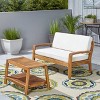 Christopher Knight Home Grenada Outdoor Acacia Wood Loveseat and Coffee Table Set (No Fabric Skin) - 2 of 4