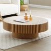 NicBex Round Fluted Coffee Table for Living Room,Modern Handcraft Drum Center Table,Circle Wooden End Table - 3 of 4