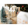 Elanze Designs White Christmas Glitter Village Porcelain Ceramic Figurines 30 Piece Set, Includes LED Tea Light Candles, Holiday Mantle, Tabletop - 3 of 4