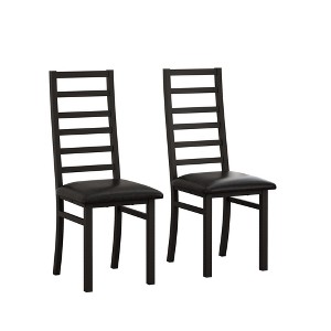 TiramisuBest Set of 2 Modern Metal Dining Chairs with PU Leather Seats, High Back Armless Kitchen Chairs for Dining Room, Black - 1 of 4