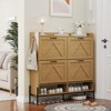 Shoe Storage Cabinet with 4 Flip Drawers, Freestanding Organizer with Metal Legs for Entryway, Narrow Shoe Rack Cabinet - 2 of 4