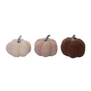 Transpac Neutral Plush Pumpkin Set of 3 Fall/Harvest Home Decorations - 1 of 1