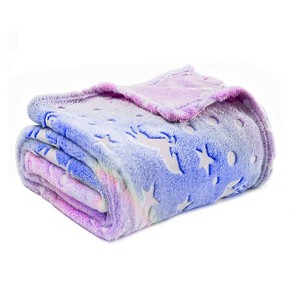 Itopfox Unicorn Glow in The Dark Blanket for Girls and Kids, Soft Fleece Throw, Magical Unicorn Gift for Ages 3-12, Perfect for All Seasons - 1 of 4