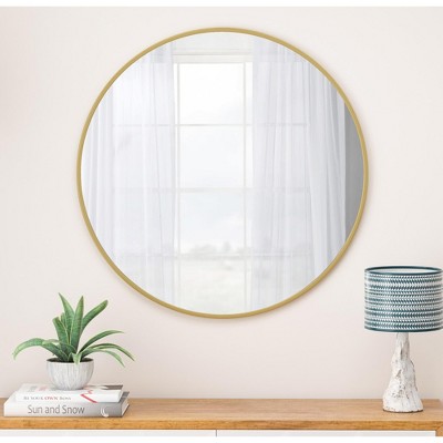 GlasFlength Decorative Wall Mirrors 36 Inch Bathroom Mirror Modern Wall Decor, Unique Style, for Entryway, Bedroom,Living Room, Washroom, Gold