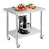 36x24x35 Inch Stainless Steel Table, NSF Heavy Duty Worktable with Adjustable Undershelf, Commercial Metal Table for Kitchen,36*24 with 4 casters - 3 of 4