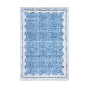 Indoor Modern Washable Area Rugs with Scalloped Print, Ultra Thin Non Slip Throw Carpet for Bedroom Living Room - 1 of 4