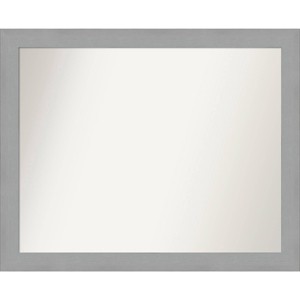 32" x 26" Non-Beveled Brushed Nickel Wall Mirror - Amanti Art: Modern Rectangular Decorative Mirror - 1 of 4