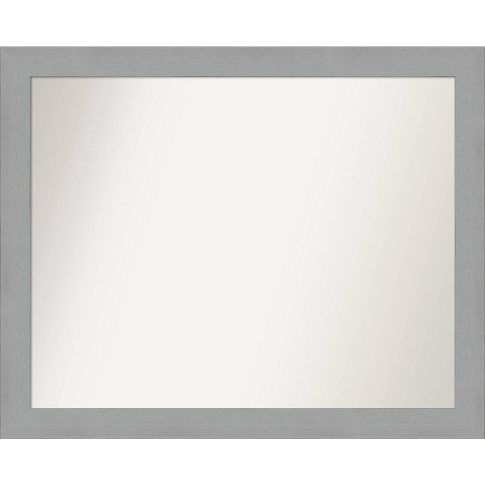Photos - Wall Mirror 32" x 26" Non-Beveled Brushed Nickel  - Amanti Art
