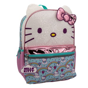 Mochila para niños de 16" de Hello Kitty - rosa/azul arcoíris