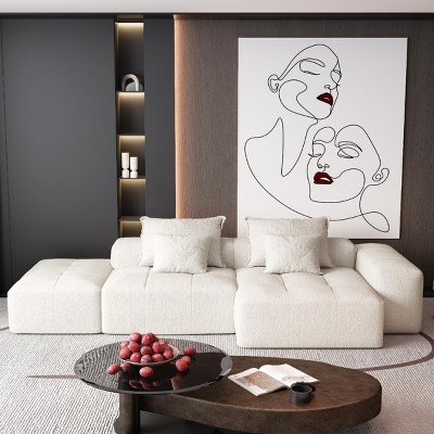 4PCS Modern Oversized Modular Sofa, DIY Layout Sofa with Ottoman and Armrest, Tufted Sofa with Chenille Fabric Cushions and Pillows-Baofuwish
