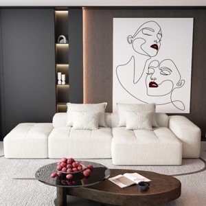 4PCS Modern Oversized Modular Sofa, DIY Layout Sofa with Ottoman and Armrest, Tufted Sofa with Chenille Fabric Pillows-Baofuwish - 1 of 4