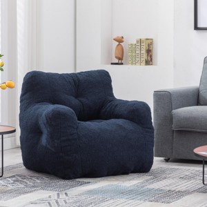 SEVOBAL Sofas Soft Teddy Fabric Bean Bag Chair with Tufted Design and Memory Foam Filling for Living Room Bedroom, Blue, 39.37"*37"*27.56" - 1 of 4