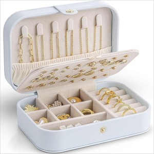 Travel Jewelry Case, PU Leather Small Mini Jewelry Box for Rings, Necklaces, Bracelet - 1 of 4