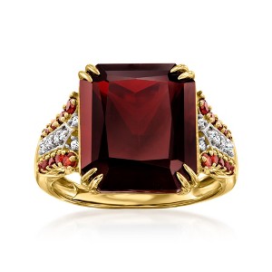 Ross-Simons 14.30 ct. t.w. Garnet and .11 ct. t.w. Diamond Ring in 14kt Yellow Gold - 1 of 4