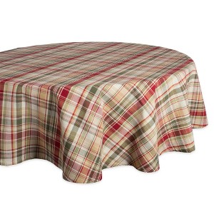 Design Imports Give Thanks Plaid Tablecloth 70 Round - 1 of 4