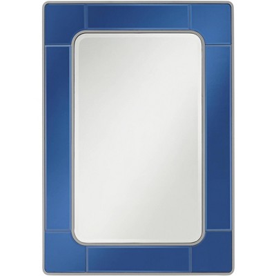 Possini Euro Design Possini Euro Leonid 28" x 40" Blue Rectangular Modern Wall Mirror