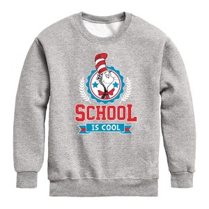 Boys' - Dr. Seuss - Cat in the Hat School Is Cool Graphic Long Sleeve Fleece Sweatshirt - 1 of 4