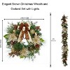 2 in 1 Christmas Wreath and Garland Set, Artificial Front Door 16"/ 24" Christmas Wreath and 6 Ft Garland Decorations Set - 2 of 4