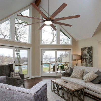 Siljoy 84-in Big Ben Ceiling Fan with LED Light and Remote Control Include (8 dual blades)For Kitchen Livingroom and Bedroom