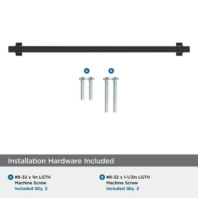 Matte Black 12-5/8 inch Modern Industrial Cabinet Bar Pull