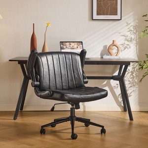 Karl Home | Oil-Waxed Leather Swivel Chair With Flip-Up Armrests - 1 of 4