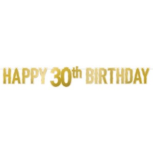 Beistle Gold Foil Happy "30th" Birthday Streamer, 7¾" x 5', Pack of 2 - 1 of 4