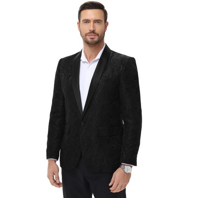 Tuxedo Jacket for Men One Button Blazer Floral Shawl Lapel Suit Jacket Paisley Slim Fit Blazers